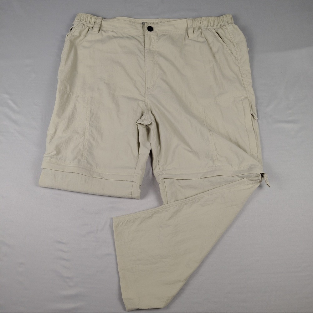 Reel Legends Men's XXL Convertible Fishing Pants Beige Zip Off Nylon Cargo